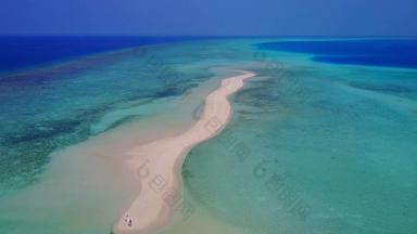 无人机视图摘要天堂海岸海滩时间蓝色的海白色沙子背景
